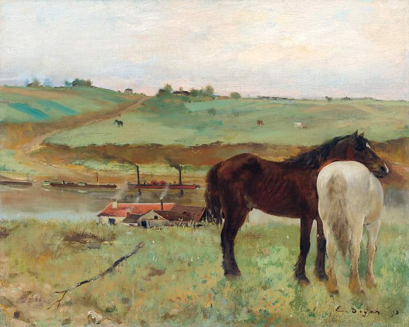 Horse in a Meadow (1871) painting in high resolution by Edgar Degas. Original from The National Gallery of Art. Digitally…