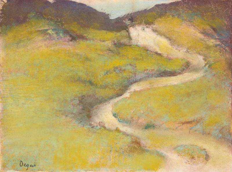 Pathway in a Field (1890) painting in high resolution by Edgar Degas. Original from Yale University Art Gallery. Digitally…