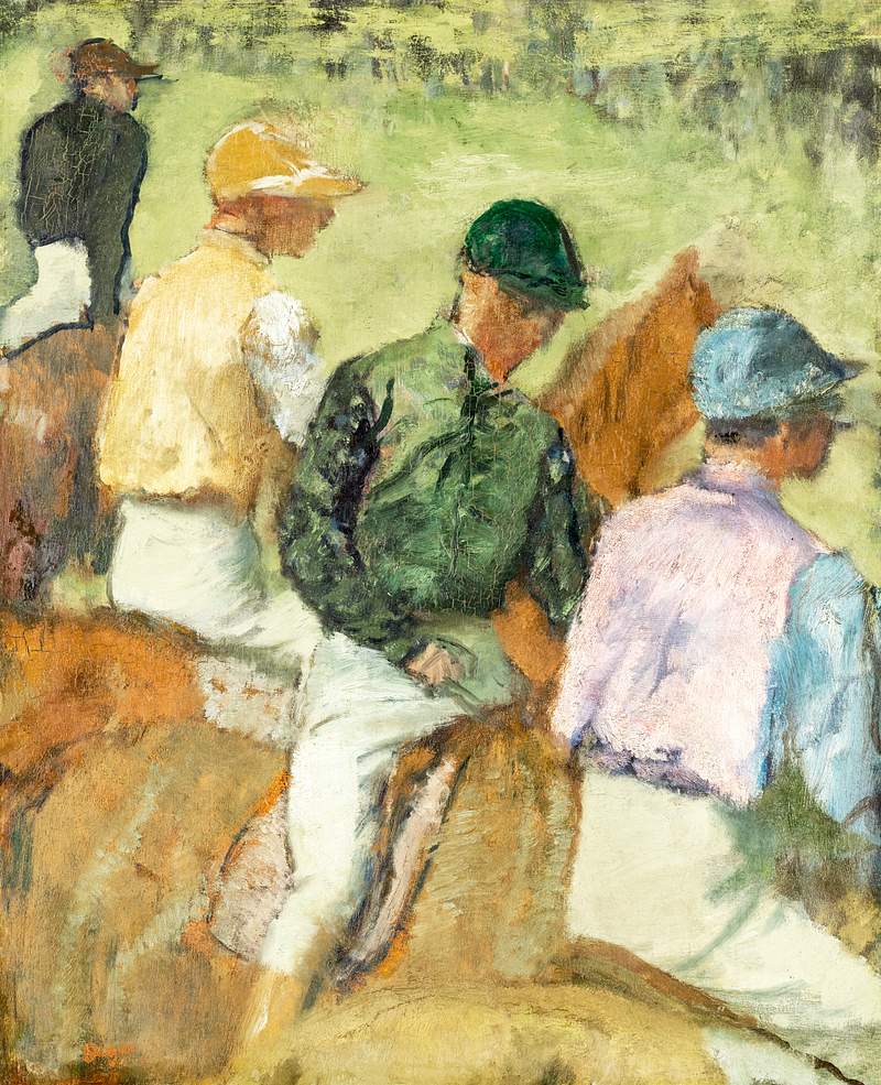 Four Jockeys (ca. 1889) painting in high resolution by Edgar Degas. Original from Yale University Art Gallery. Digitally…
