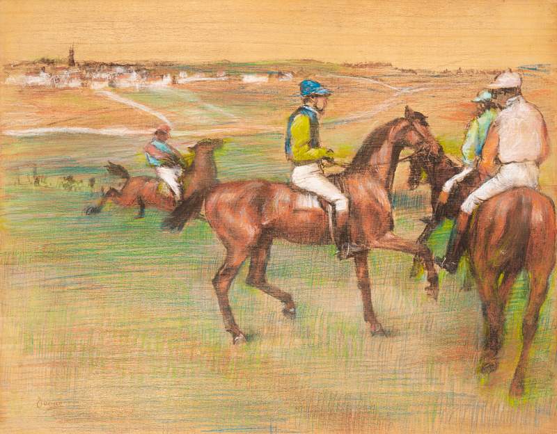 Race Horses (ca. 1885–1888) painting in high resolution by Edgar Degas. Original from The MET Museum. Digitally…