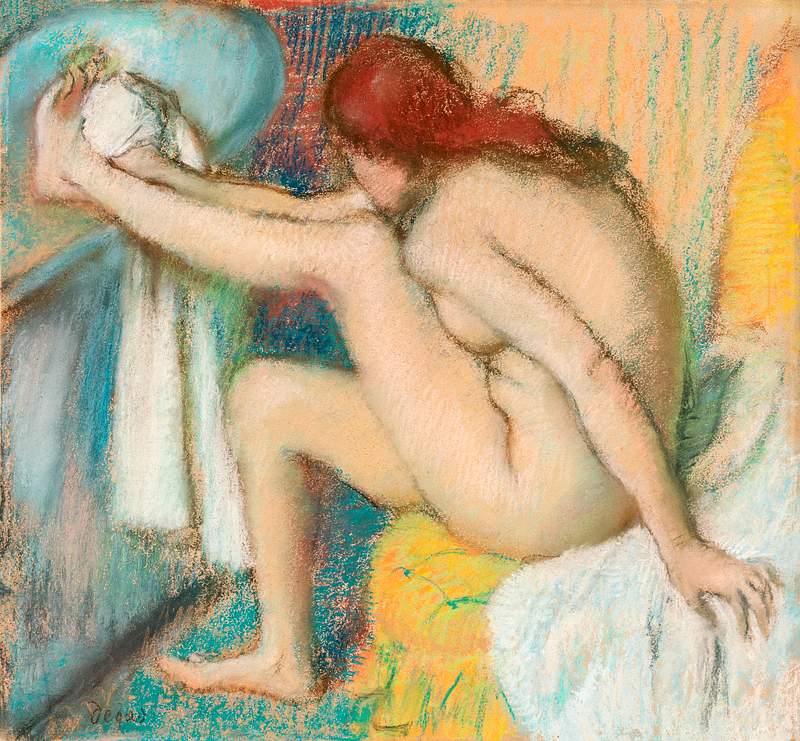 Naked lady. Woman Drying Her Foot (ca. 1885–1886) painting in high resolution by Edgar Degas. Original from The MET…