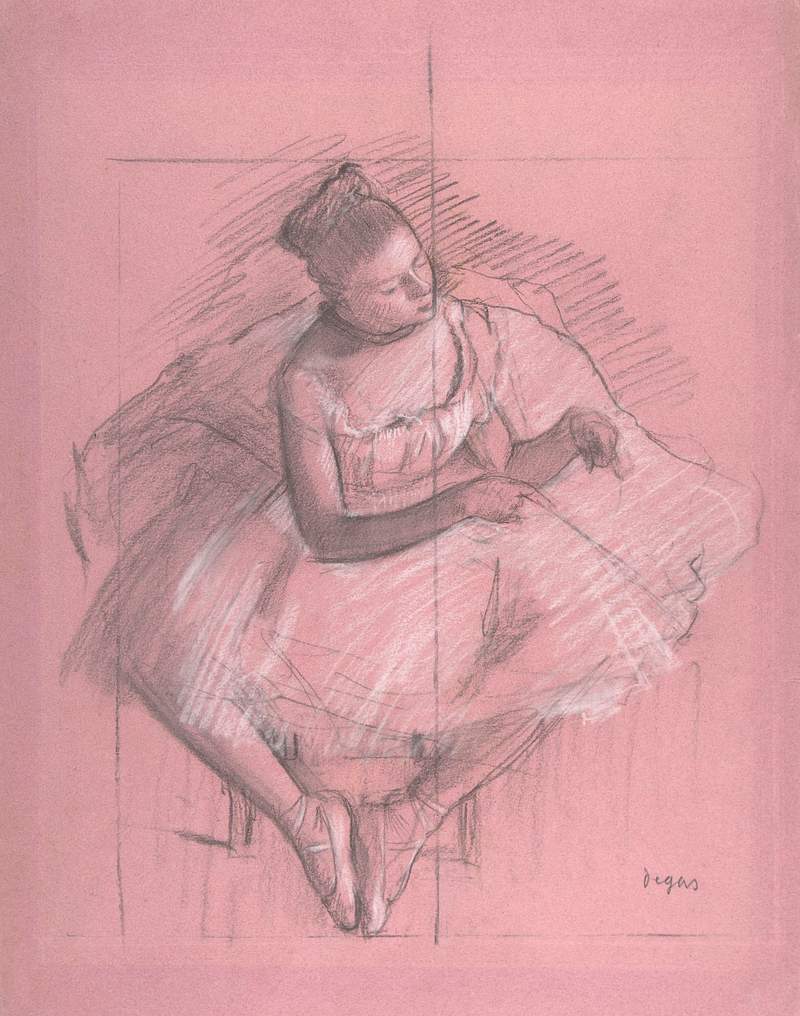 Seated Dancer (ca. 1873–1874) drawing in high resolution by Edgar Degas. Original from The MET Museum. Digitally…