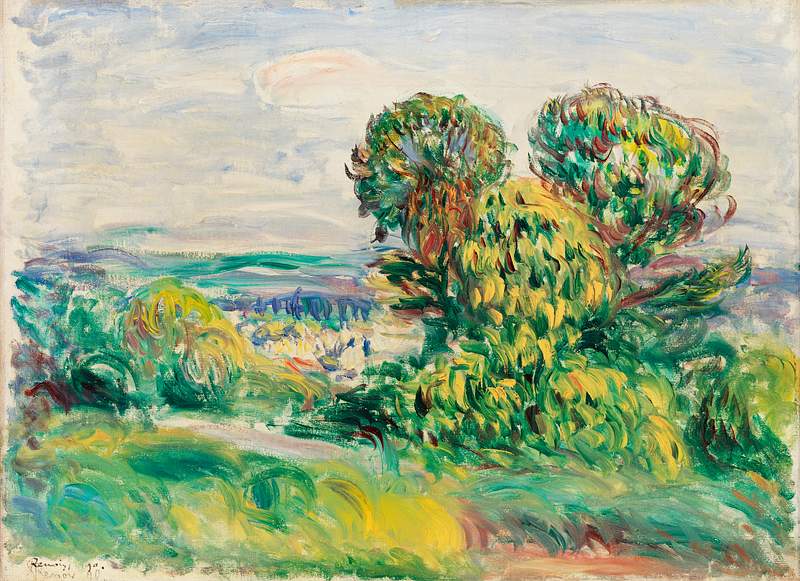Landscape by Pierre–Auguste Renoir | Free public domain illustration Landscape (1890) by Pierre-Auguste Renoir. Original from Barnes Foundation. Digitally enhanced by rawpixel.