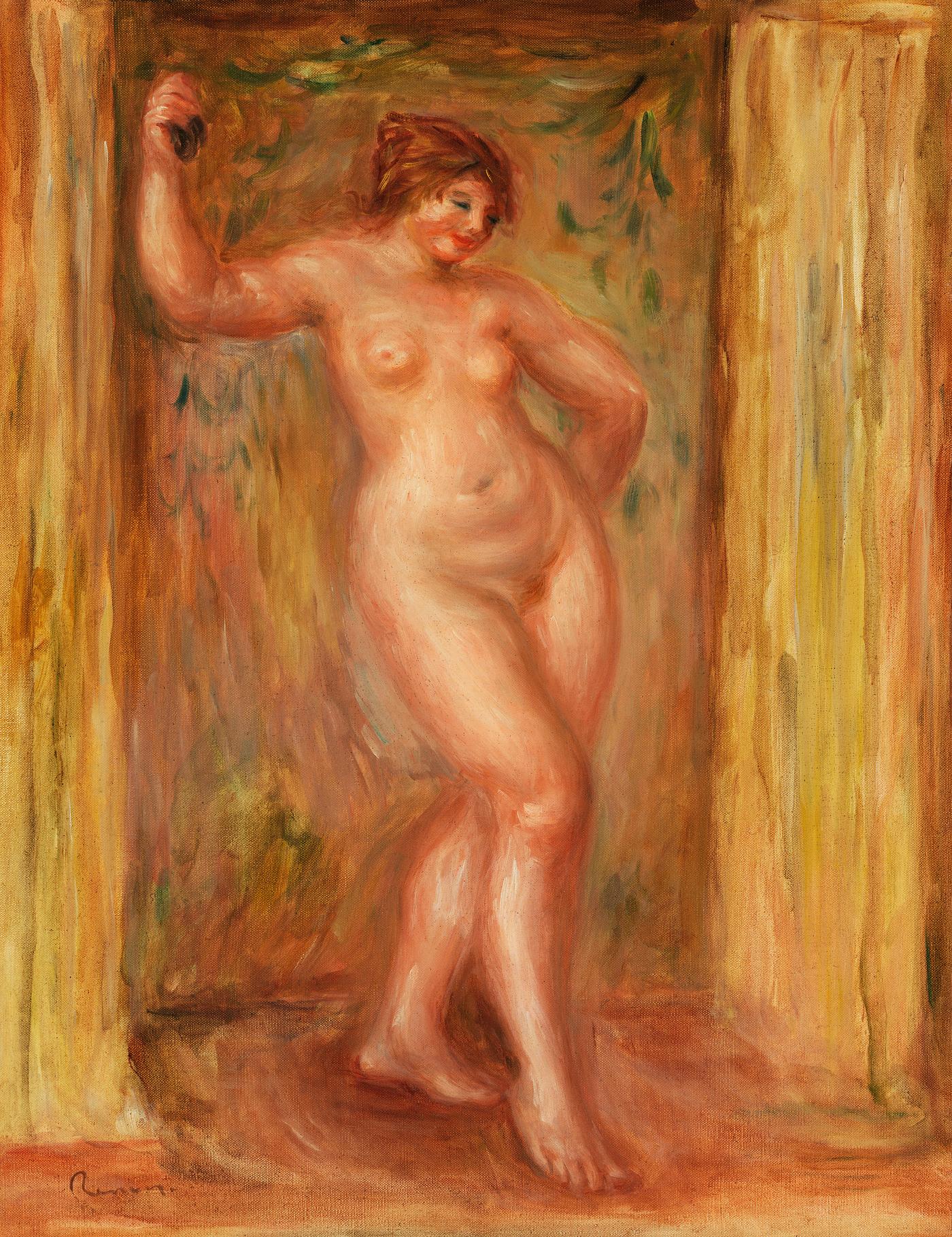 Nude with Castanets (1918) by Pierre-Auguste Renoir. Original from Barnes Foundation. Digitally enhanced by rawpixel. Nude with Castanets (1918) by Pierre-Auguste Renoir. Original from Barnes Foundation. Digitally enhanced by rawpixel.