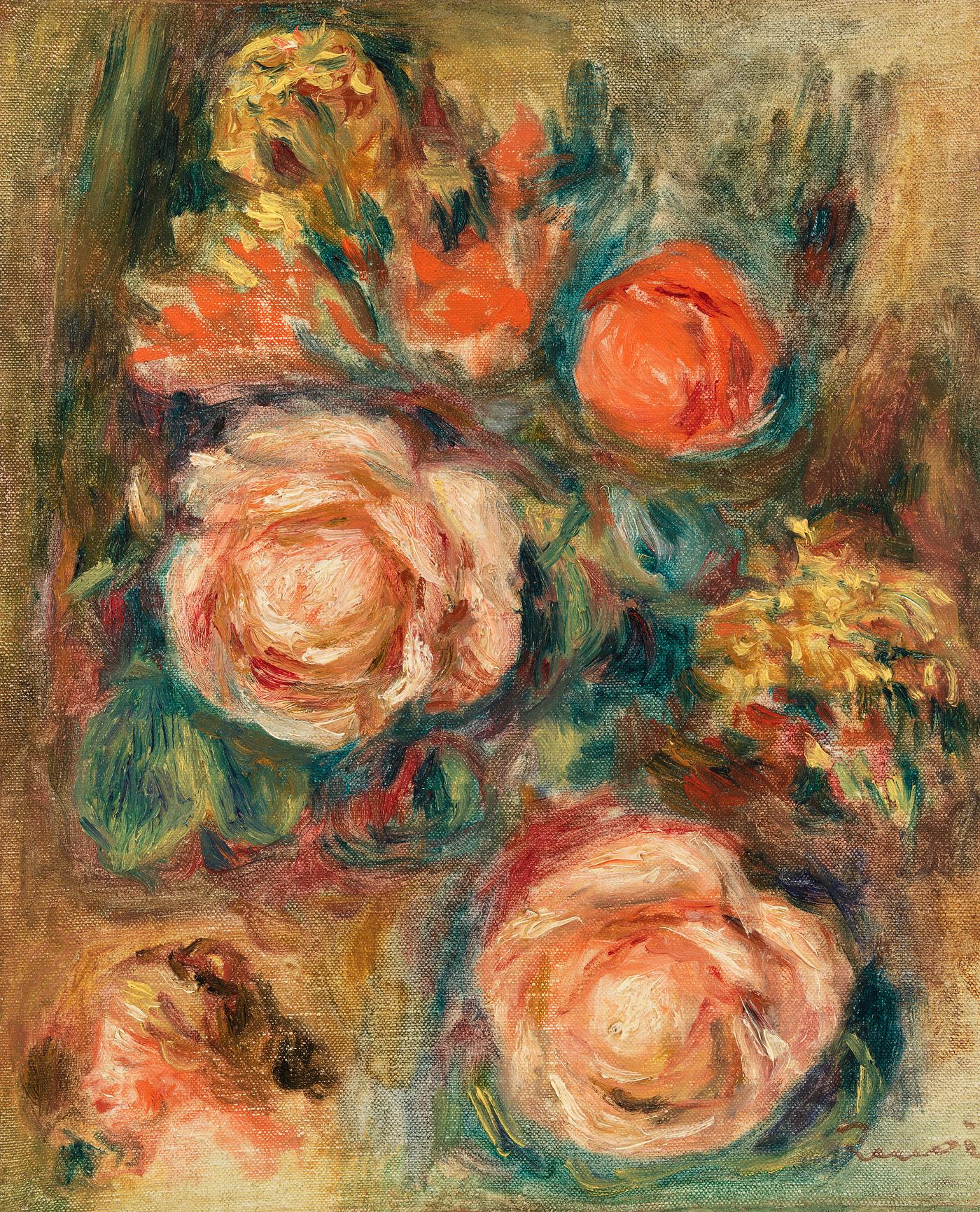Bouquet de roses by Pierre–Auguste Renoir Bouquet of Roses (Bouquet de roses) (1900) by Pierre-Auguste Renoir. Original from Barnes Foundation. Digitally enhanced by...