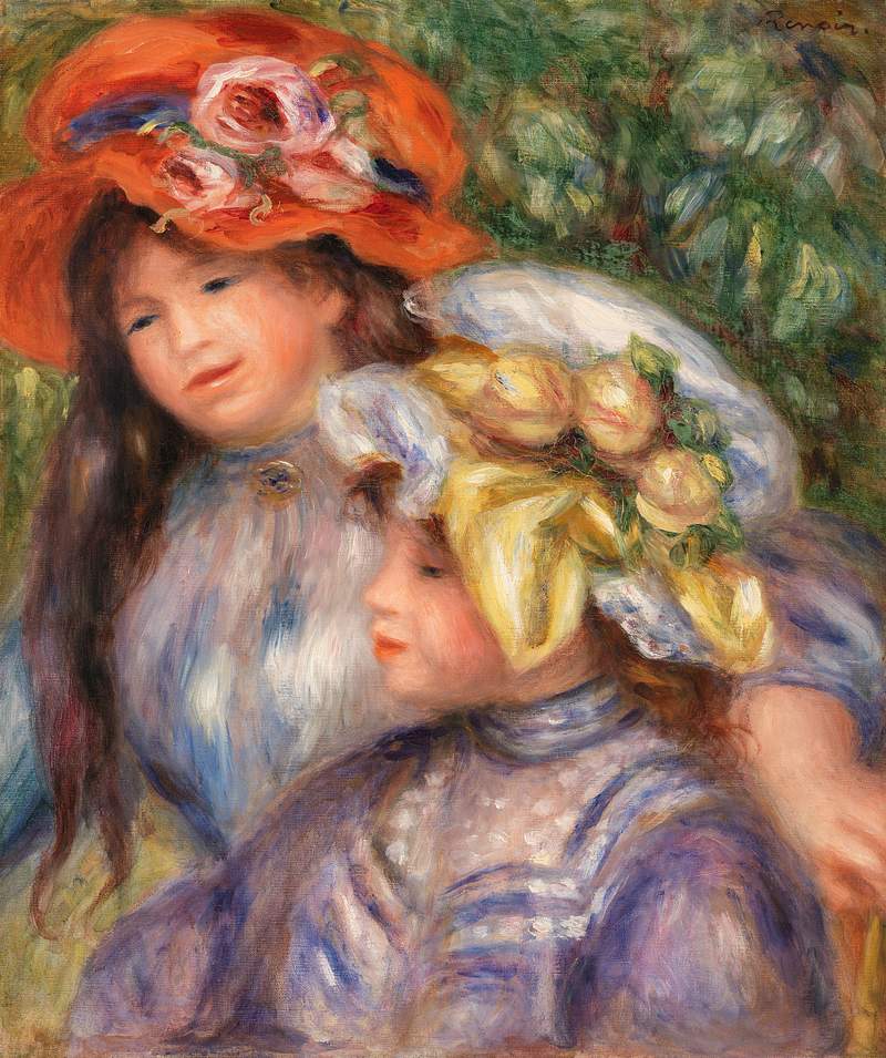 Deux fillettes by Pierre–Auguste Renoir | Free public domain illustration Two Girls (Deux fillettes) (1910) by Pierre-Auguste Renoir. Original from Barnes Foundation. Digitally enhanced by rawpixel.