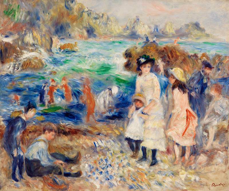 Children on the Seashore, Guernsey (Enfants au bord de la mer à Guernesey) (1883) by Pierre-Auguste Renoir. Original…