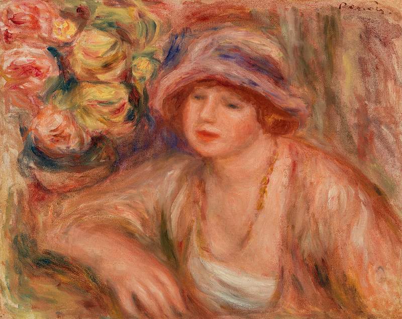 Femme accoudée by Pierre–Auguste Renoir | Free public domain illustration Woman Leaning (Femme accoudée) (1918) by Pierre-Auguste Renoir. Original from Barnes Foundation. Digitally enhanced by…
