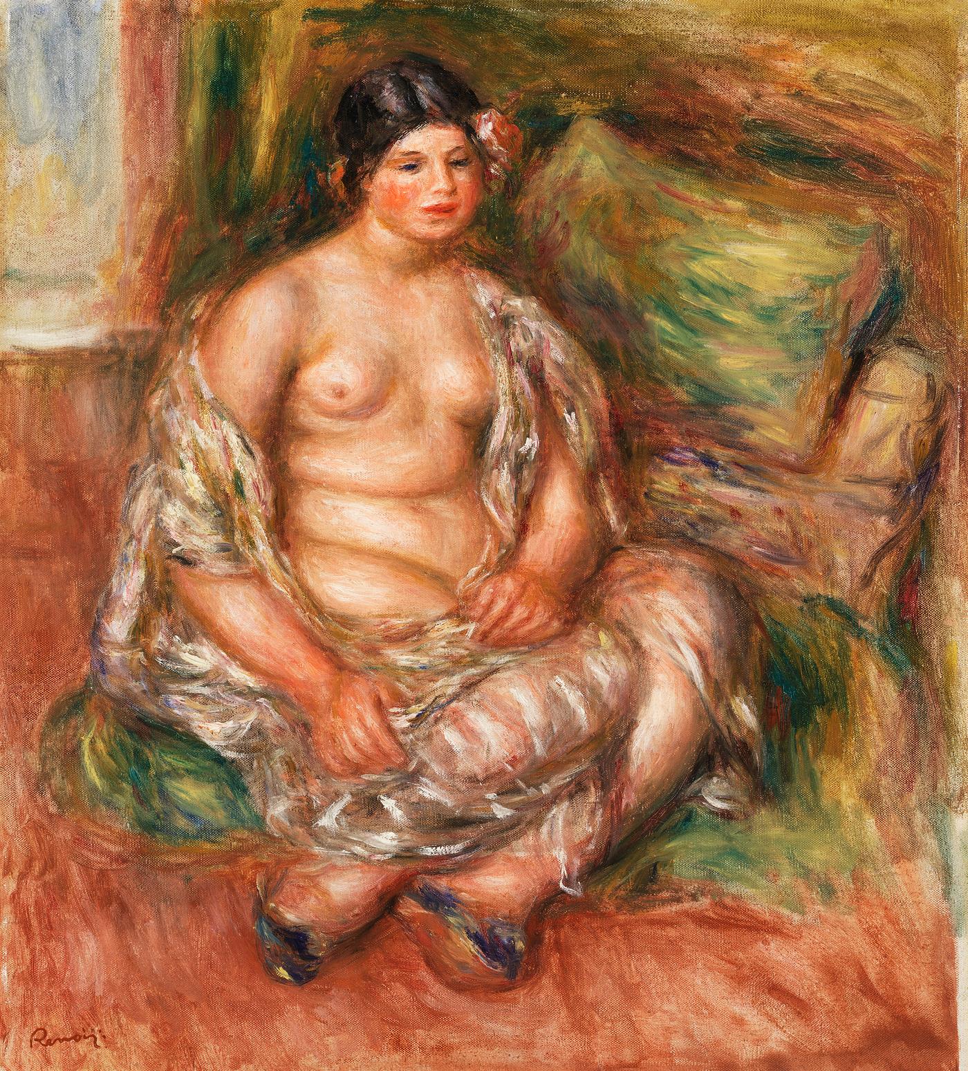 Seated Odalisque (Odalisque assise) (1918) by Pierre-Auguste Renoir. Original from Barnes Foundation. Digitally enhanced by... Seated Odalisque (Odalisque assise) (1918) by Pierre-Auguste Renoir. Original from Barnes Foundation. Digitally enhanced by...