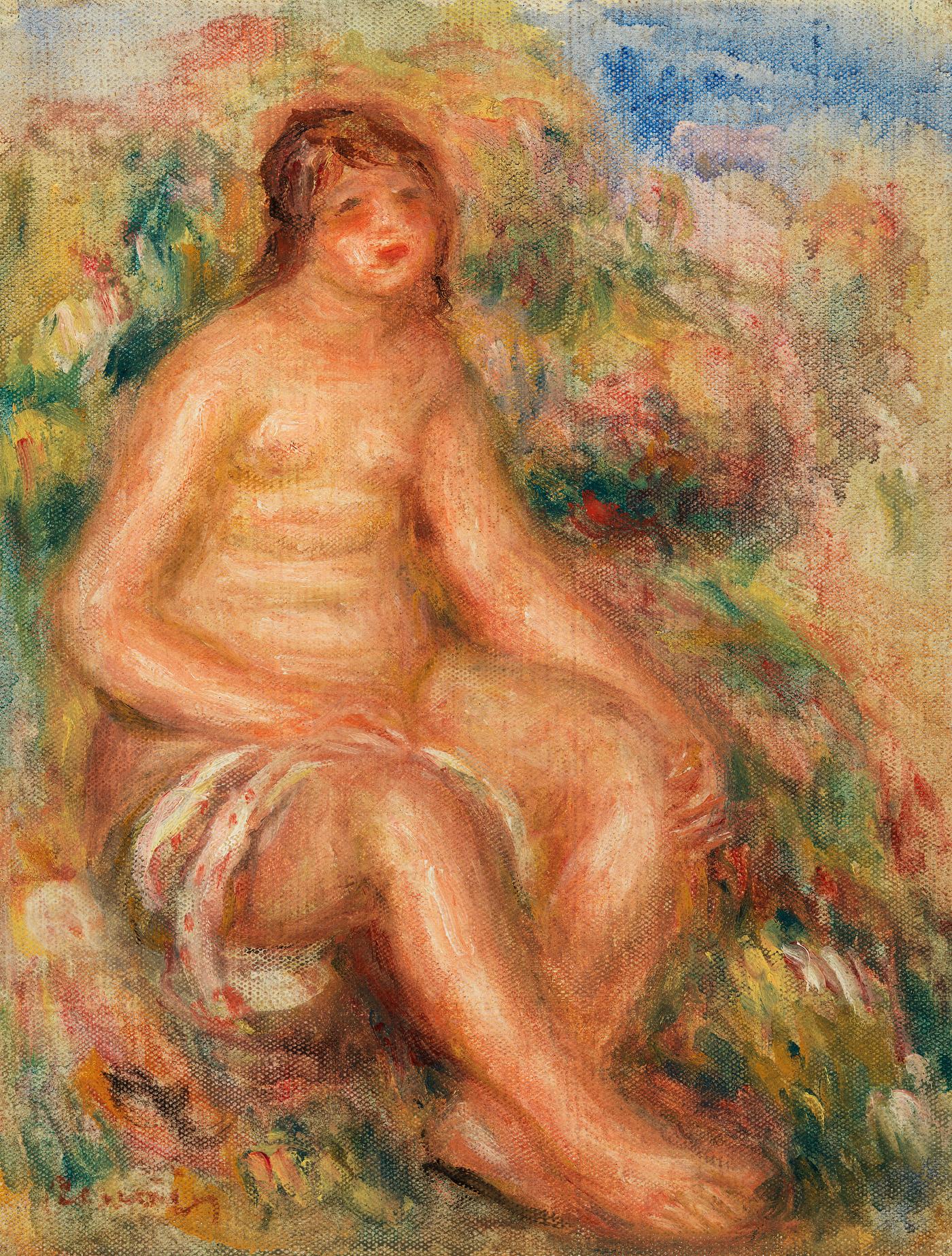 Bather (Baigneuse) (1918) by Pierre-Auguste Renoir. Original from Barnes Foundation. Digitally enhanced by rawpixel. Bather (Baigneuse) (1918) by Pierre-Auguste Renoir. Original from Barnes Foundation. Digitally enhanced by rawpixel.