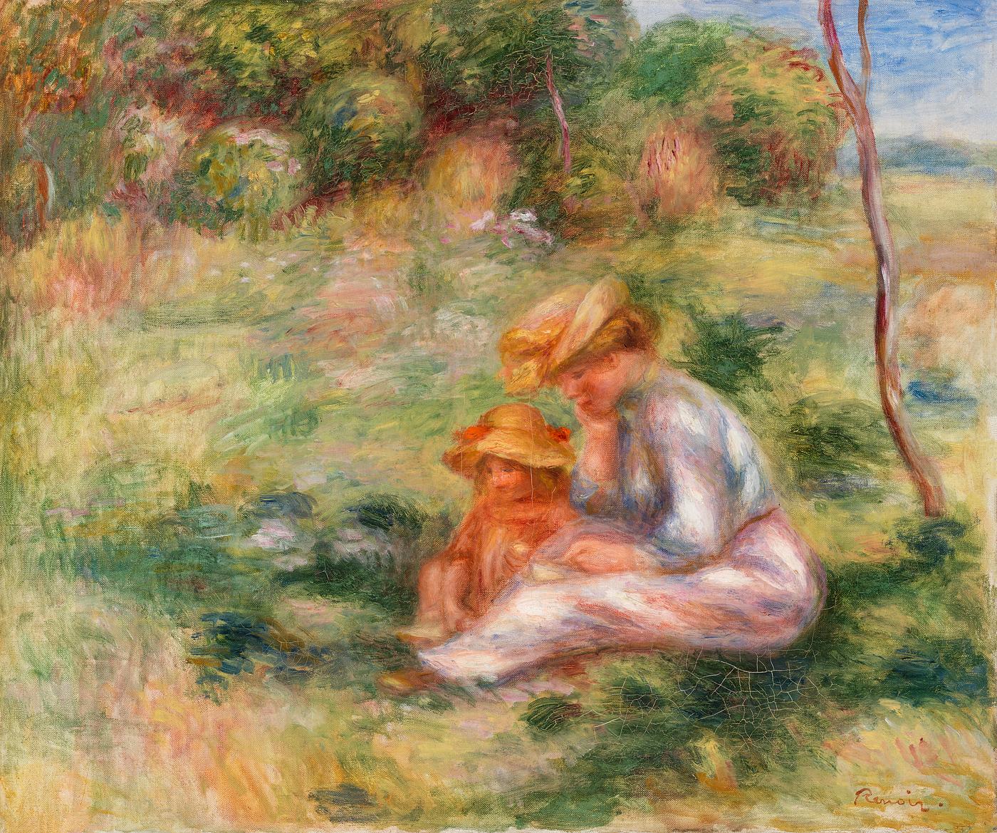 Woman and Child in the Grass (Femme avec enfant sur l'herbe) (1898) by Pierre-Auguste Renoir. Original from Barnes... Woman and Child in the Grass (Femme avec enfant sur l'herbe) (1898) by Pierre-Auguste Renoir. Original from Barnes...