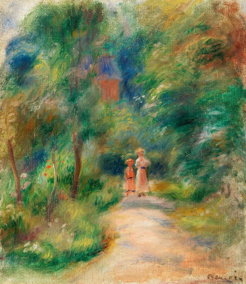 Artwork by Pierre–Auguste Renoir | Free public domain illustration Two Figures on a Path (Deux figures dans un sentier) (1906) by Pierre-Auguste Renoir. Original from Barnes Foundation.…