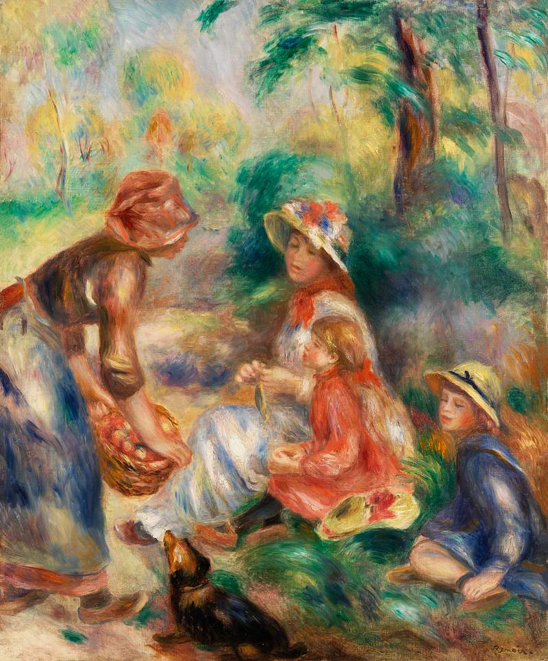 Apple Vendor (La Marchande de pommes) (1890) by Pierre-Auguste Renoir. Original from Barnes Foundation. Digitally enhanced by…