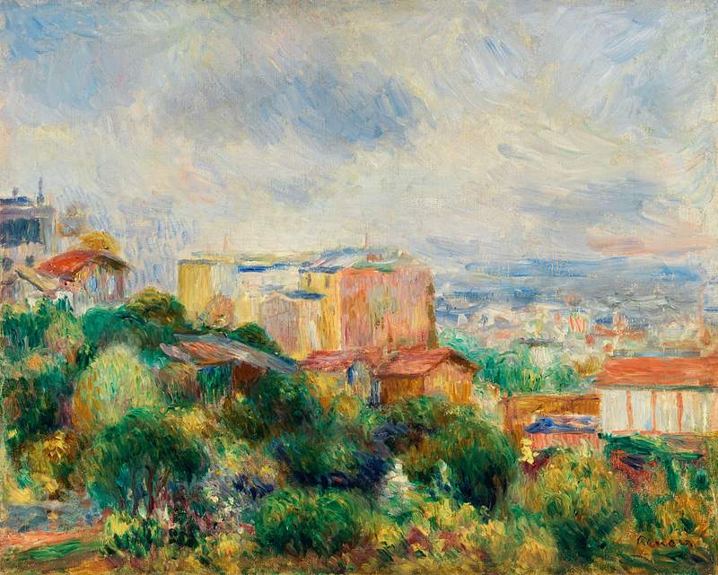 View From Montmartre (Vue de Montmartre) (1892) by Pierre-Auguste Renoir. Original from Barnes Foundation. Digitally enhanced…