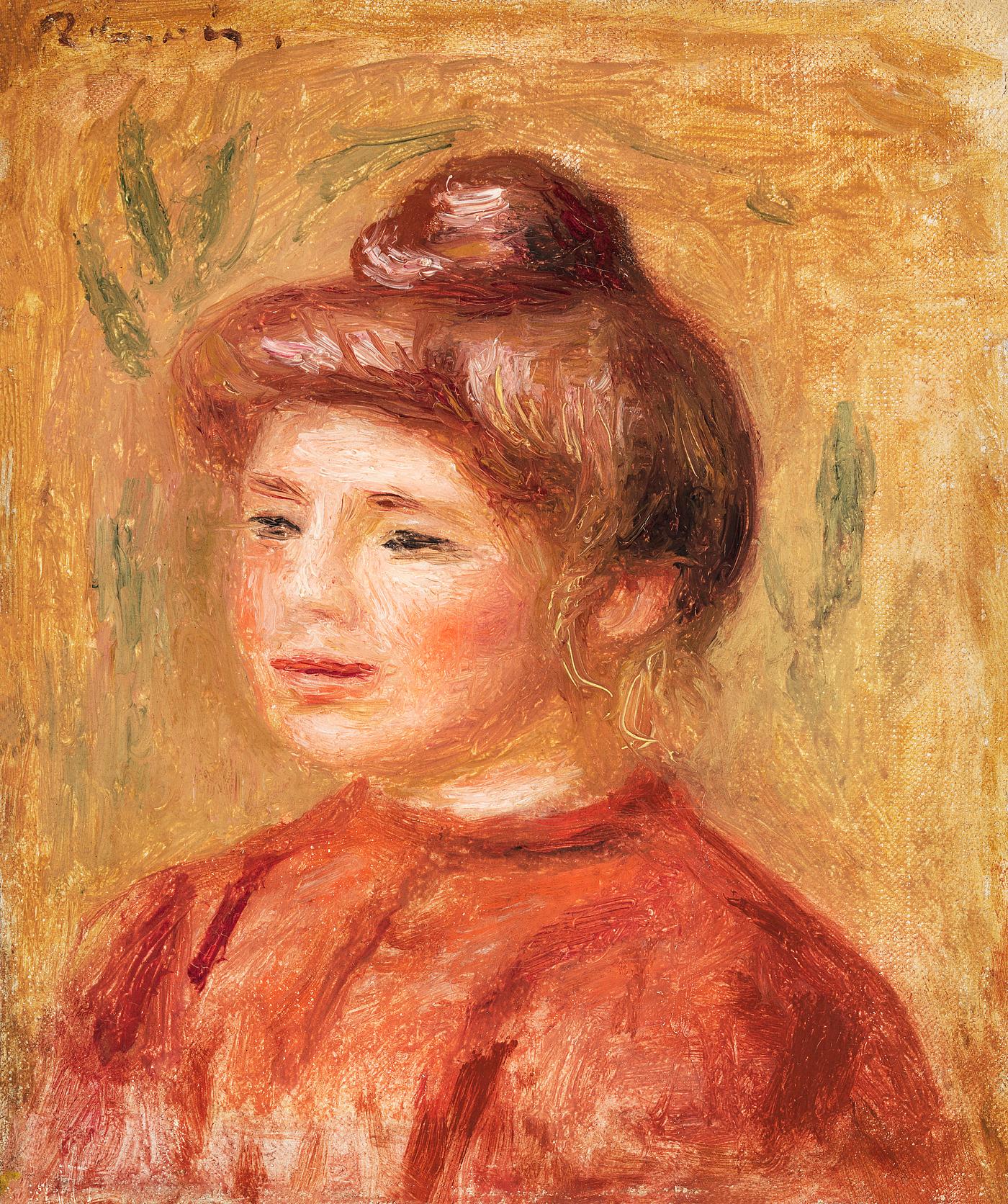 Bust of Woman in Red (Buste de femme en rouge) (1905–1908) by Pierre-Auguste Renoir. Original from Barnes Foundation.... Bust of Woman in Red (Buste de femme en rouge) (1905–1908) by Pierre-Auguste Renoir. Original from Barnes Foundation....