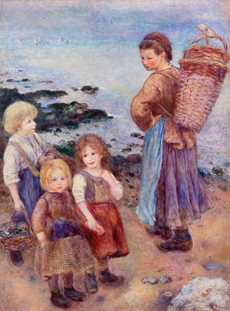 Mussel-Fishers at Berneval (Pêcheuses de moules à Berneval, côte normand) (1879) by Pierre-Auguste Renoir.…