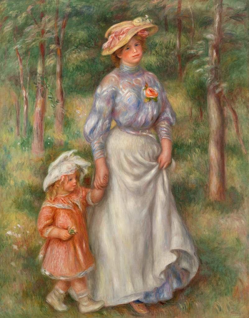 Promenade (La Promenade) (1906) by Pierre-Auguste Renoir. Original from Barnes Foundation. Digitally enhanced by rawpixel.