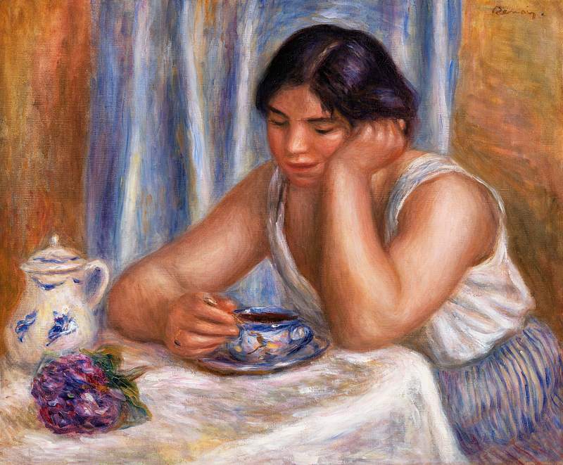 Cup of Chocolate (Femme prenant du chocolat) (1912) by Pierre-Auguste Renoir. Original from Barnes Foundation. Digitally…