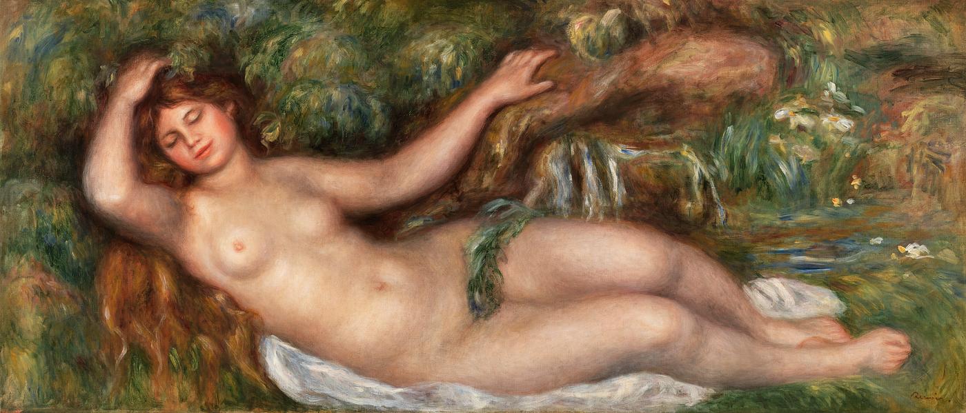 Artwork by Pierre–Auguste Renoir Reclining Nude (Femme nue couchée) (1910) by Pierre-Auguste Renoir. Original from Barnes Foundation. Digitally...