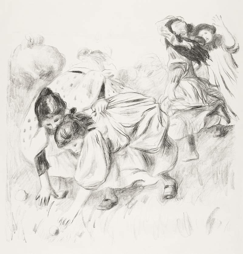 Enfants jouant à la balle (Children Playing Ball) (1900) by Pierre-Auguste Renoir. Original from Yale University Art…