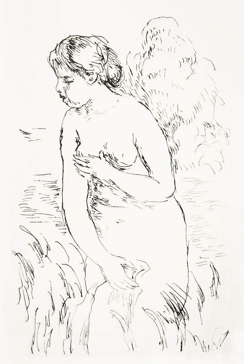 Baigneuse debout, à mi-jambes (Standing Bather, Down to the Knees) (1910) by Pierre-Auguste Renoir. Original from Yale…