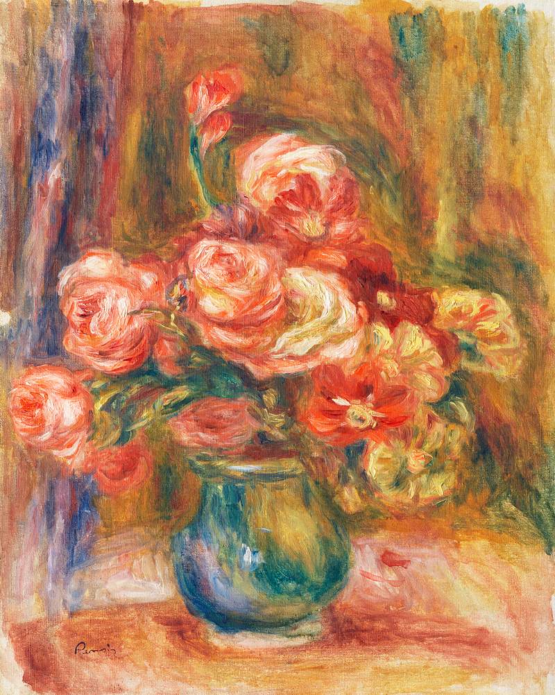 Vase of Roses (c. 1890–1900) by Pierre-Auguste Renoir. Original from The Los Angeles County Museum of Art. Digitally…