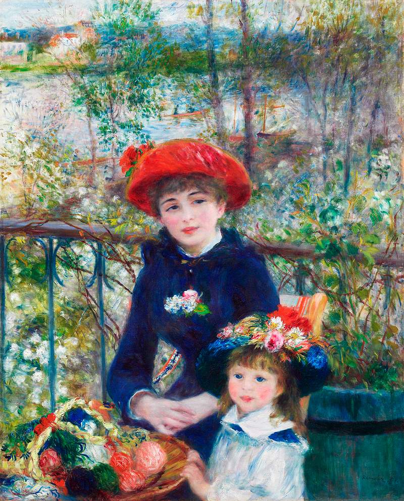 Artwork by Pierre–Auguste Renoir Two Sisters (On the Terrace) (1881) by Pierre-Auguste Renoir. Original from The Art Institute of Chicago. Digitally enhanced…