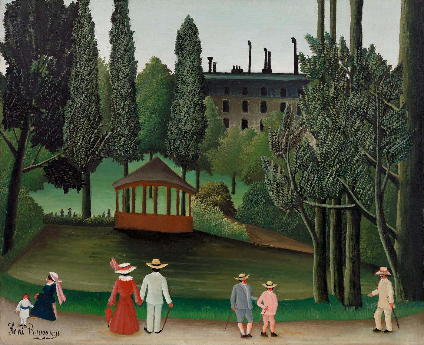 View of Montsouris Park, the Kiosk (Vue du Parc Montsouris, Le Kiosque) (ca. 1908–1910) ) by Henri Rousseau. Original... View of Montsouris Park, the Kiosk (Vue du Parc Montsouris, Le Kiosque) (ca. 1908–1910) ) by Henri Rousseau. Original...
