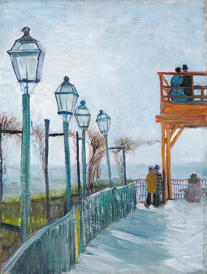 Terrace and Observation Deck at the Moulin de… | Free public domain illustration Terrace and Observation Deck at the Moulin de Blute-Fin, Montmartre (1887) by Vincent Van Gogh. Original from the Art…