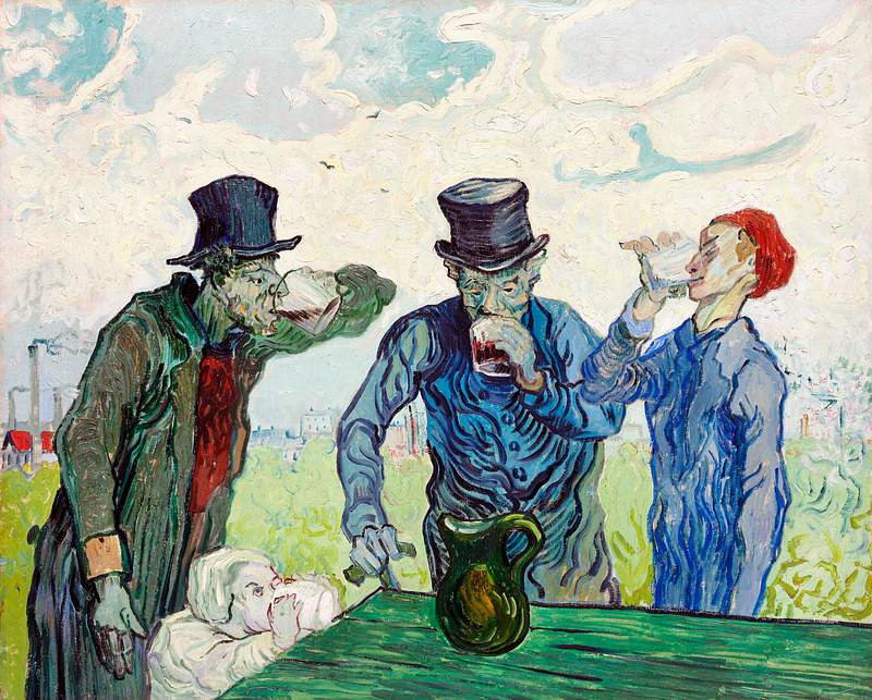 The Drinkers (1890) by Vincent Van Gogh.… | Free public domain illustration The Drinkers (1890) by Vincent Van Gogh. Original from the Art Institute of Chicago. Digitally enhanced by rawpixel.