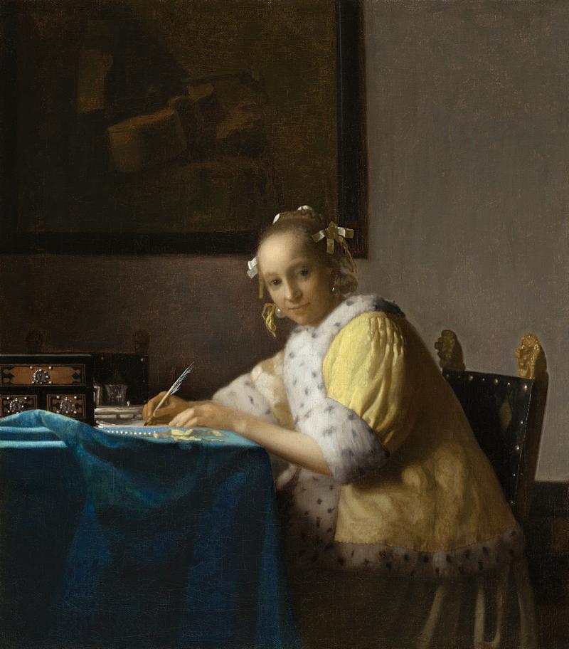 A Lady Writing a Letter by Johannes Vermeer A Lady Writing a Letter (ca. 1665) by Johannes Vermeer. Original from the National Gallery of Art. Digitally enhanced by…