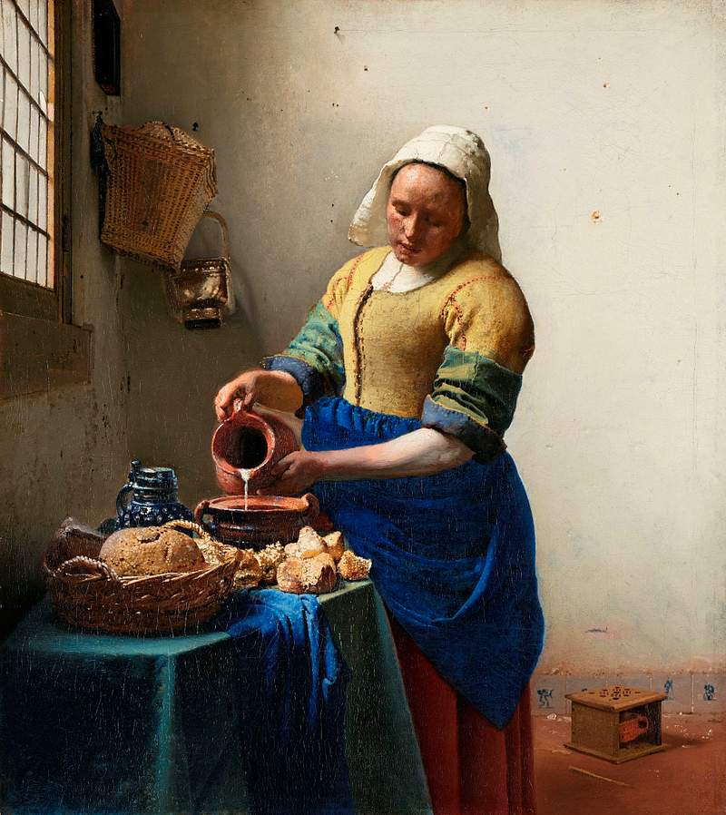 The Milkmaid (ca. 1660) by Johannes Vermeer. Original from The Rijksmuseum. Digitally enhanced by rawpixel.