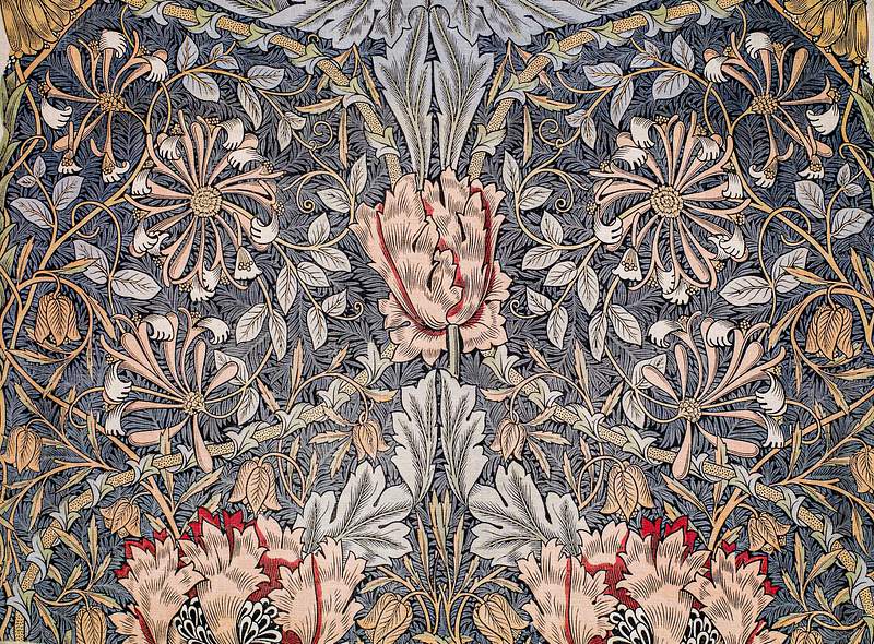 Printed Linen - Honeysuckle (1896) by William Morris. Original from The Birmingham Museum. Digitally enhanced by rawpixel.