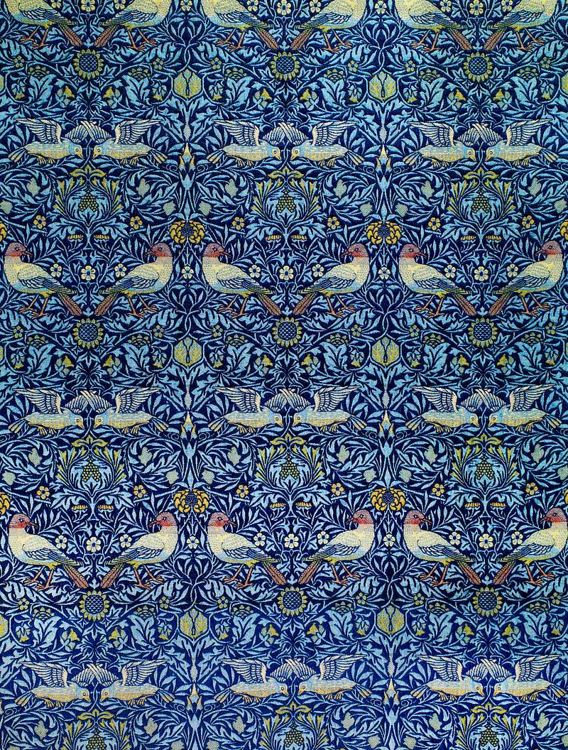 Wool curtain: Bird (1877-1878) by William Morris. Original from The Birmingham Museum. Digitally enhanced by rawpixel.