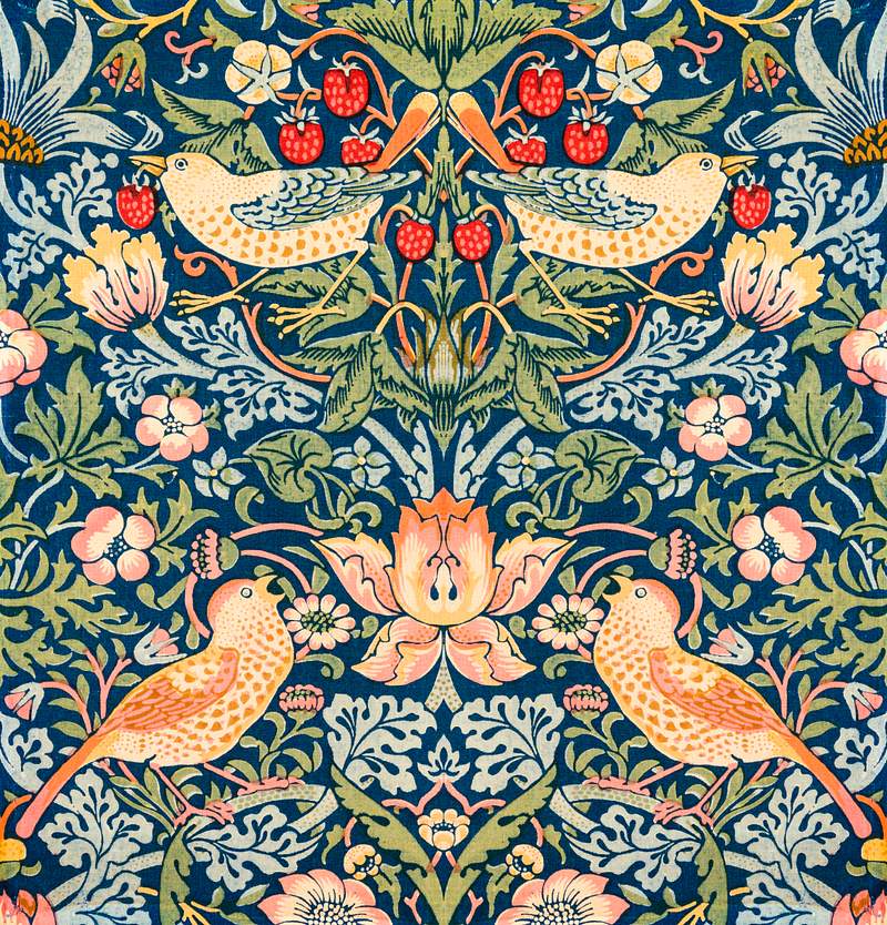The strawberry thieves pattern (1883) by… | Free public domain illustration The strawberry thieves pattern (1883) by William Morris. Original from The Smithsonian Institution. Digitally enhanced by…