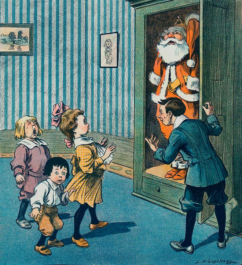 Vintage childhood Christmas illustration | Free public domain illustration Now Will You Believe Me? by J. Ottman Lithographic Company. Original from Library of Congress. Digitally enhanced by…