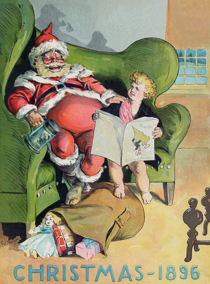 Vintage Christmas card illustration | Free public domain illustration Christmas 1896 (1896) by J. Ottman Lithographic Company. Original from Library of Congress. Digitally enhanced by rawpixel.