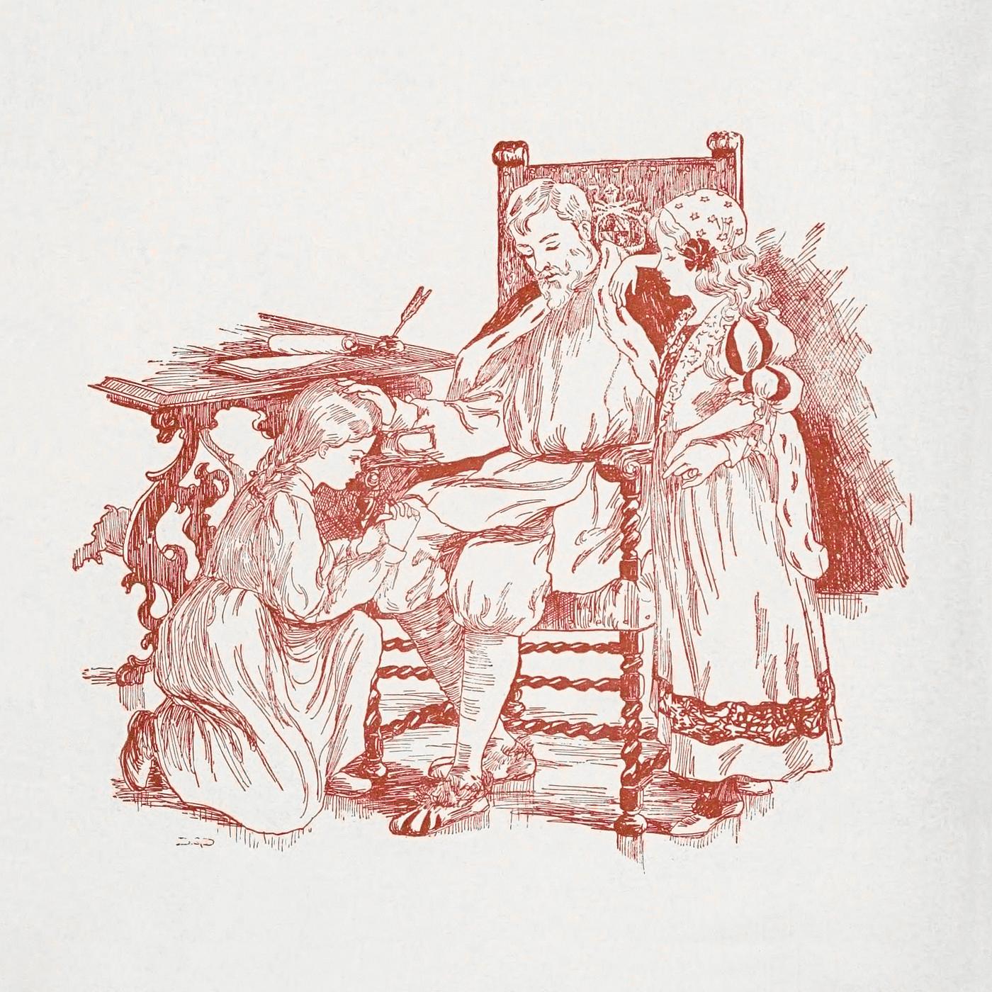 Vintage Christmas story illustration Little Paulina, Christmas in Russia (1906) by Anna Robinson and Mary Cowden Clarke. Original from Library of Congress....