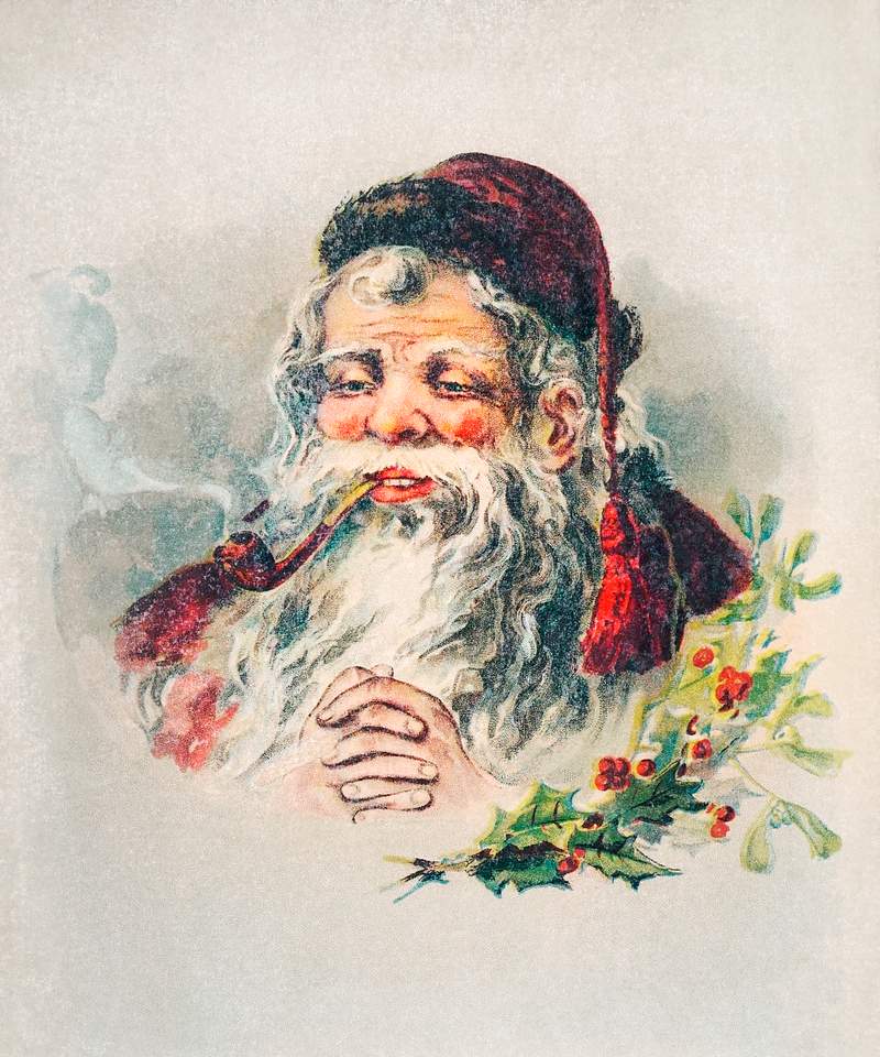 Vintage smoking Santa illustration | Free public domain illustration Vintage Santa Claus Illustration (ca. 1905) by McLoughlin Brothers. Original from Library of Congress. Digitally enhanced by…