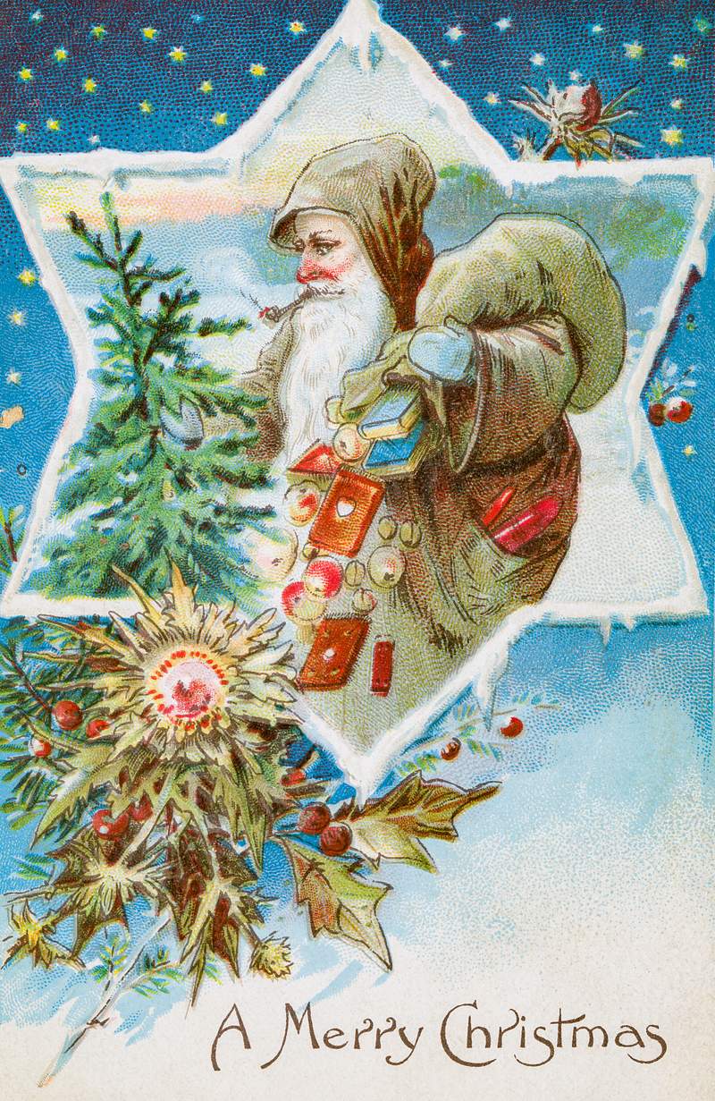 Santa claus postcard | Free public domain illustration Vintage Christmas Postcard from The Miriam and Ira D. Wallach Division of Art, Prints and Photographs. Original from The New…