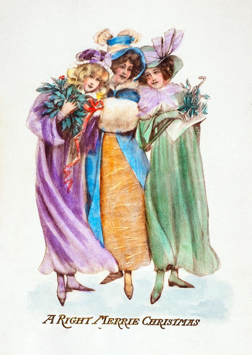 Three women illustration | Free public domain illustration Christmas Dinner (1907) by The Forest Inn, Sommerville, SC. Original from The New York Public Library. Digitally enhanced by…