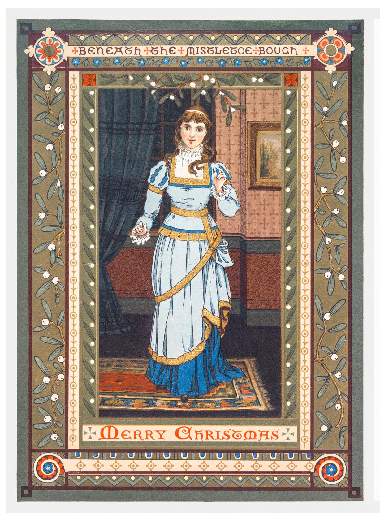 Vintage Christmas card Christmas Cards Depicting Woman (1865–1899) by L. Prang & Co. Original from The New York Public Library. Digitally...