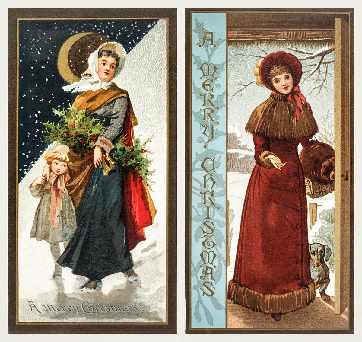 Women and child illustration | Free public domain illustration Christmas Card Depicting Women and Child (1865–1899) by L. Prang & Co. Original from The New York Public Library.…