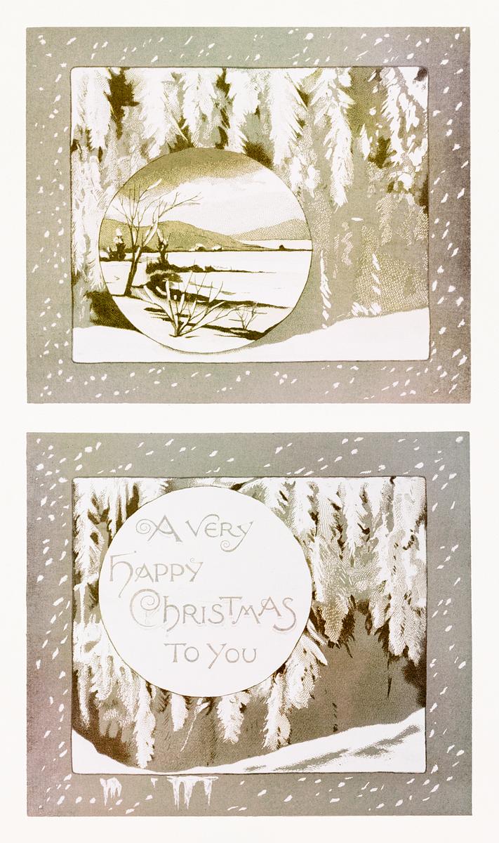 Vintage Christmas card | Free public domain illustration Christmas Card Depicting Winter Scenes (1865–1899) by L. Prang & Co. Original from The New York Public Library.…