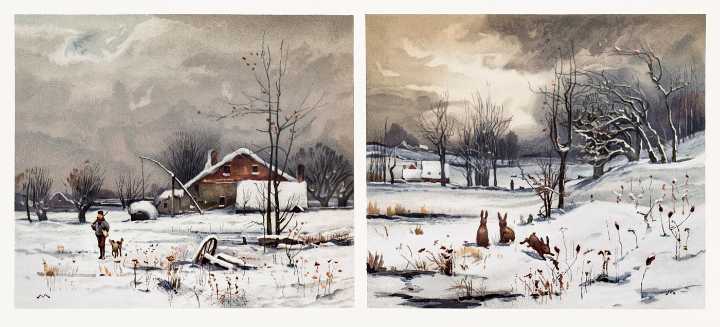Vintage Christmas card Christmas Card Depicting Winter Landscapes (1865–1899) by L. Prang & Co. Original from The New York Public Library...