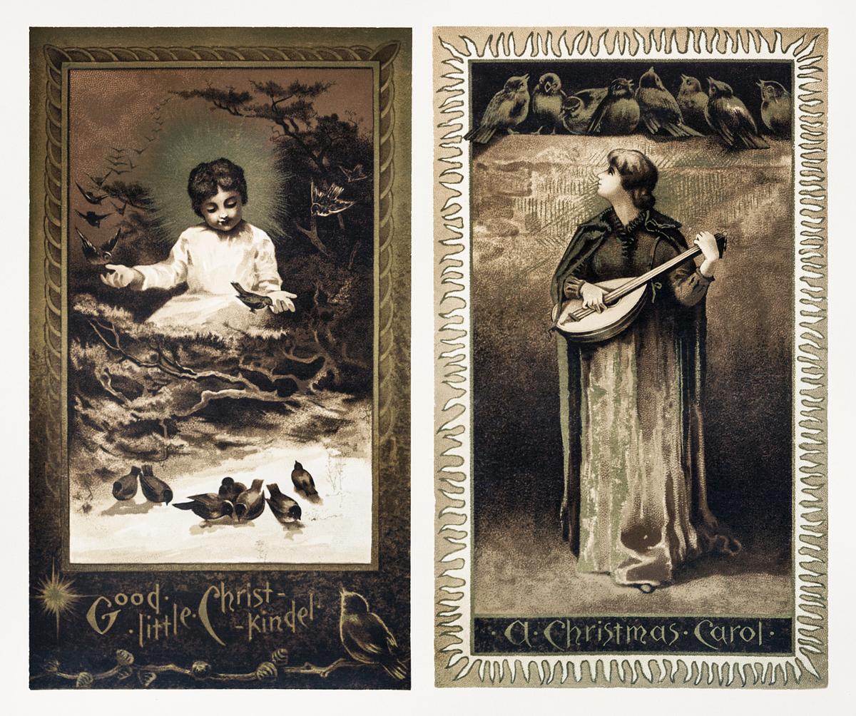 Vintage Christmas card | Free public domain illustration Christmas Card Depicting Women and Children (1865–1899) by L. Prang & Co. Original from The New York Public Library.…