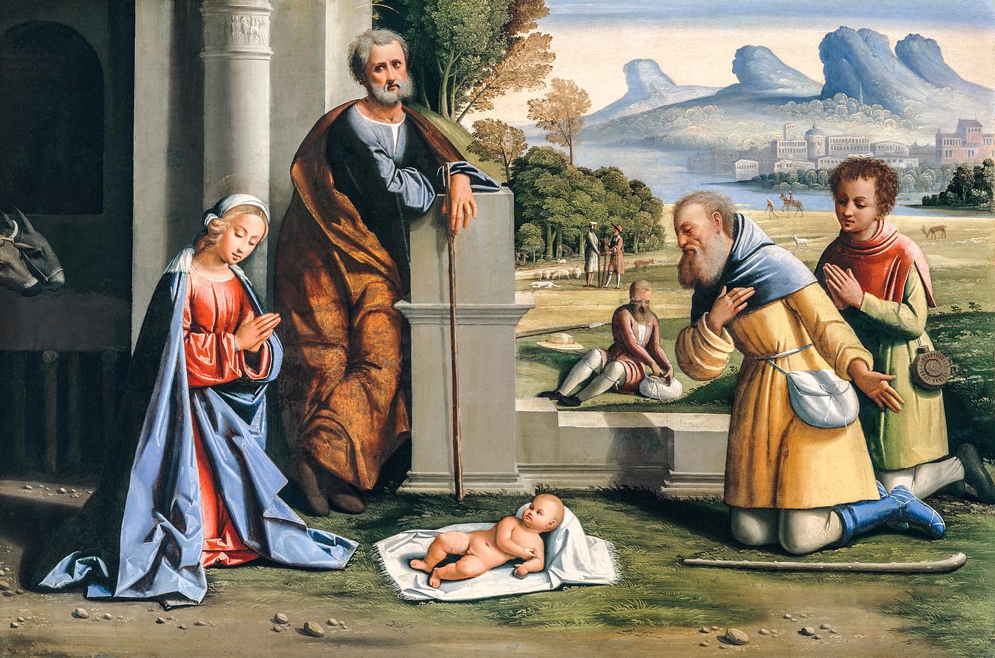 The Adoration of the Shepherds by L'Ortolano (Giovanni Battista Benvenuti) (1512–died after 1527). Original from... The Adoration of the Shepherds by L'Ortolano (Giovanni Battista Benvenuti) (1512–died after 1527). Original from...