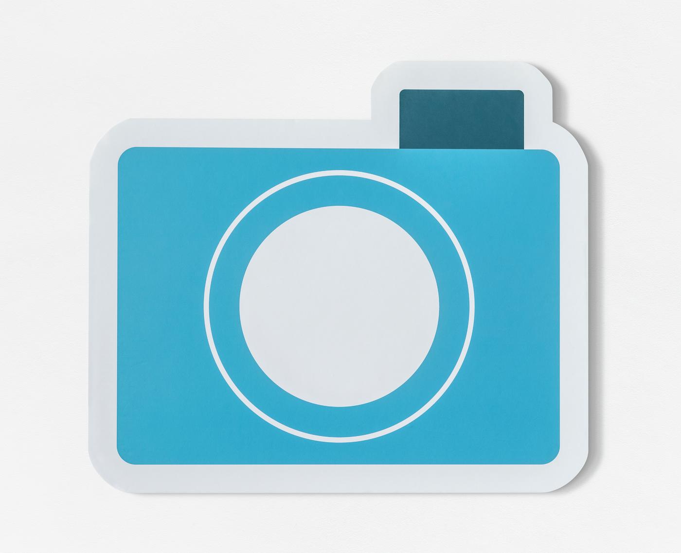 icon of blue paper camera royalty free stock psd mockup 402529