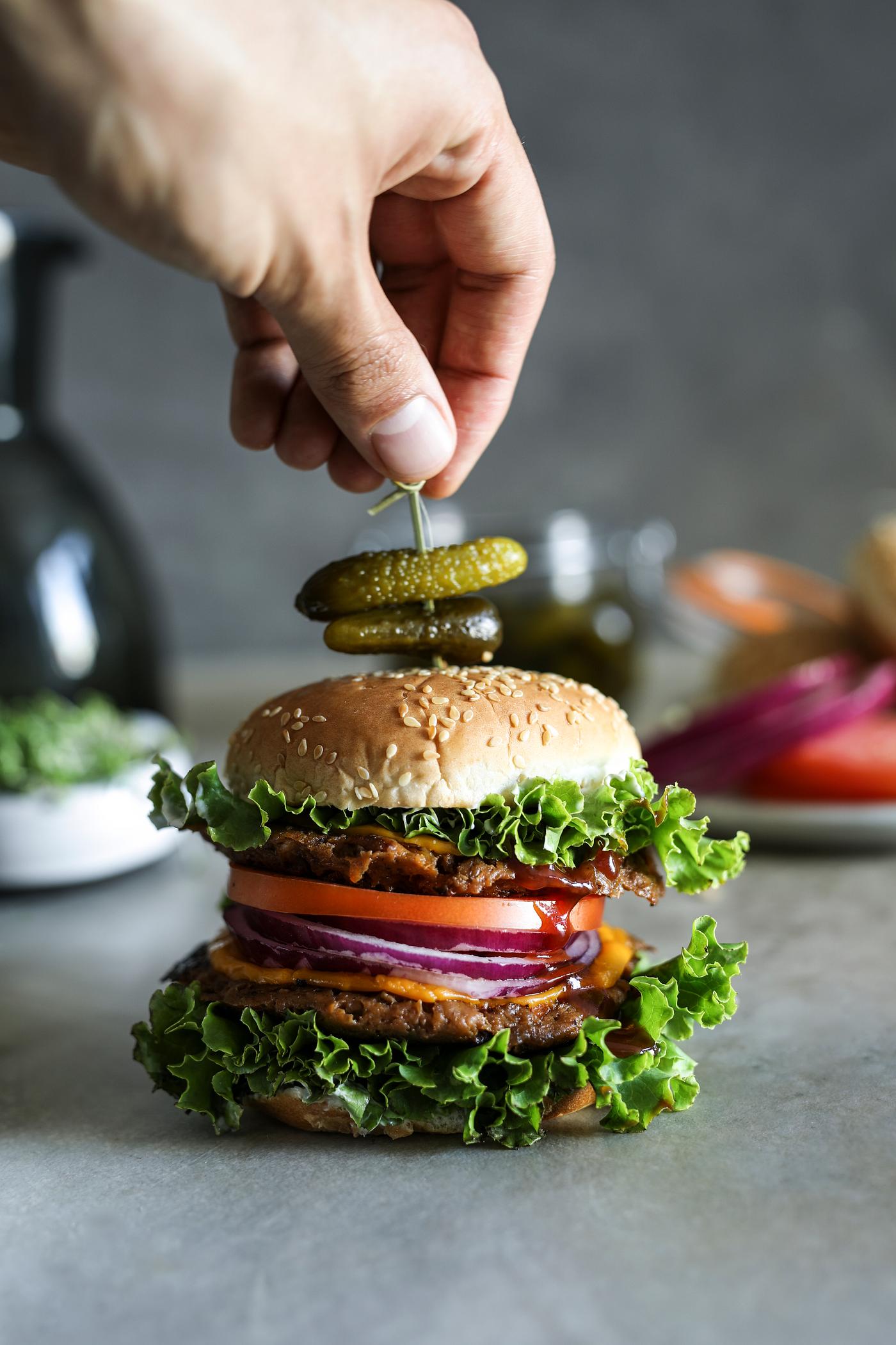 Vegan cheeseburger food photography recipe idea Vegan cheeseburger food photography recipe idea