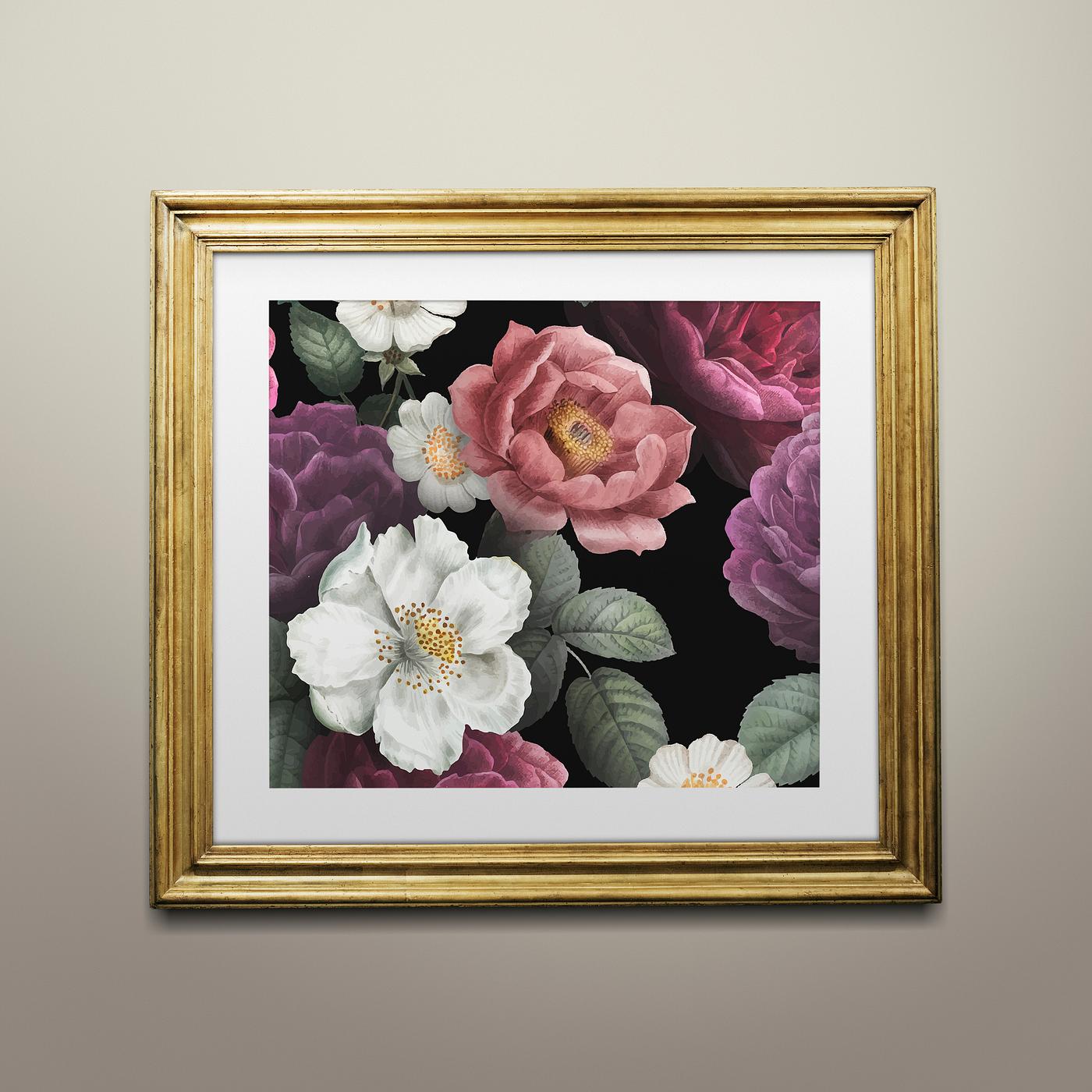 Gold picture frame mockup illustration Gold picture frame mockup illustration